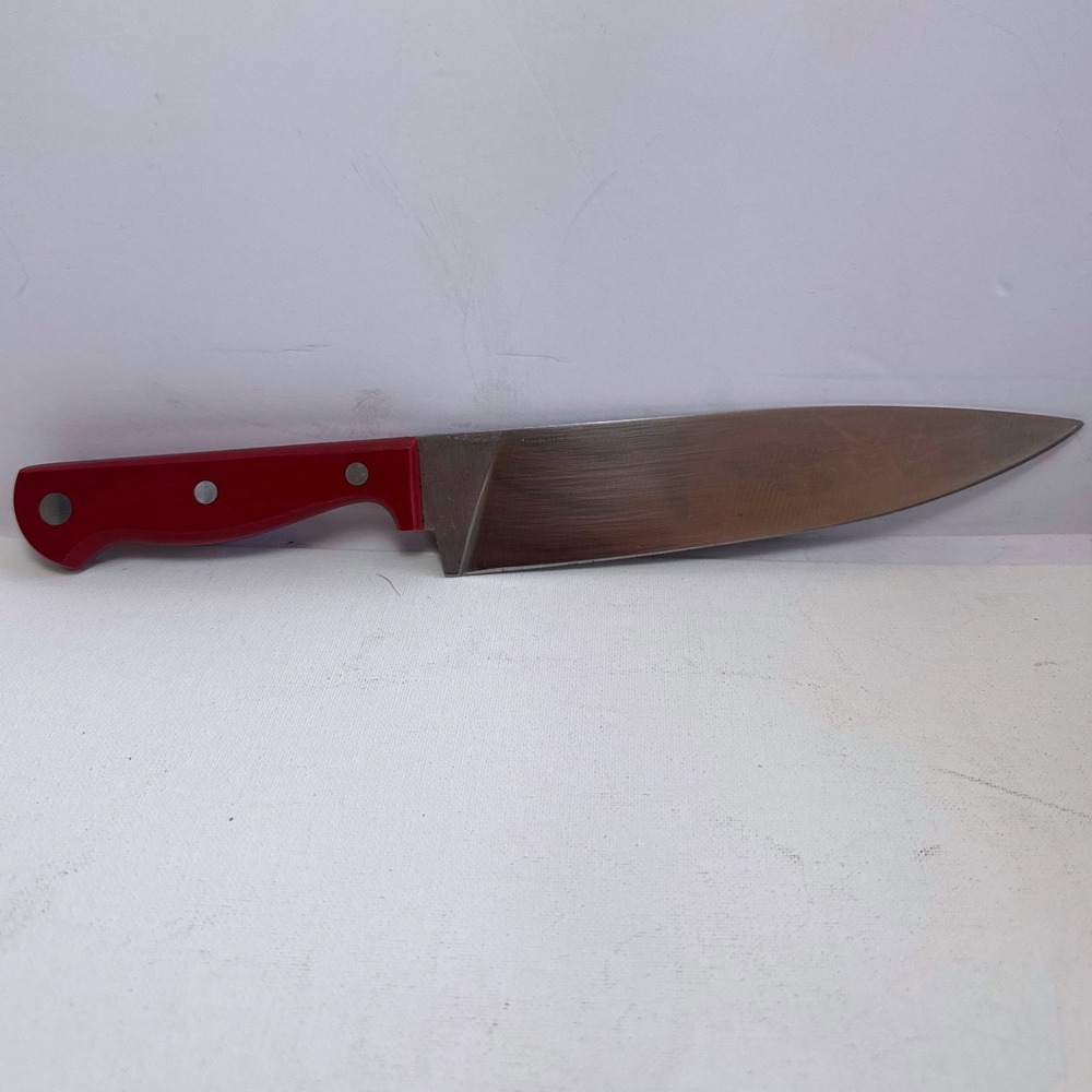 Emeril Lagasse 8" Chef Knife Stainless Steel Red Triple Rivet Handle